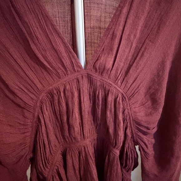 FAVLUX Balloon Sleeve Plunge Peplum Blouse - Picture 3 of 7